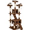 BAKAJI Tiragraffi per Gatti Albero Sisal Parco Giochi Cuccia Gatto Tira Graffi Unghie Alto 170 cm (Marrone)