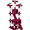 BAKAJI Tiragraffi per Gatti Albero Sisal Parco Giochi Cuccia Gatto Tira Graffi Unghie Alto 170 cm (Bordeaux Rosso Vino)