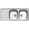 Foster 1812 161 Lavello da Incasso 2 Vasche con gocciolatoio a Sinistra 116 x 50 cm Sopratop Serie S1000 Acciaio Inox 1812161