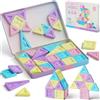 YOGOHEE Mattoncini magnetici da viaggio a partire dai 3 anni, 40 pezzi di mattoncini magnetici Montessori, giocattolo educativo con scatola di stagno portatile e piastra di gioco integrata, mattoncini
