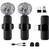 AXFEE 2 Pack Microfono Lavalier Wireless per iPhone Android iPad, Mini Microfono, Plug&Play, 65FT Range, Microfono Wireless per Registrazione Video, Streaming, Podcast, Vlogging, Youtube, Tiktok