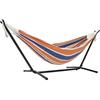 Vivere Europe B.V Double Cotton Hammock with Space-Saving Steel Stand, Orange Punch Vivere-Amaca Doppia in Cotone con Supporto salvaspazio in Acciaio, Colore, Pugno Arancione