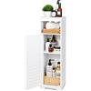 BHFOW Armadietto portaoggetti da pavimento per bagno, con 1 ripiano e porta singola, organizer autoportante per corridoio e ingresso, mensola stretta per bagno, soggiorno, cucina, bianco