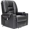 POLTRONE ITALIA Bonny Detraibile 19% Poltrona Relax Alzapersona 2 motori, reclinazione indipendente schienale pediera. Vibromassaggio Seduta indeformabile Nero