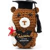 PIujsym Laurea, regalo di laurea, regalo di laurea, portafortuna, orso all'uncinetto, con cappello da dottore, mutmacher, tascabile, regalo per studio, università, formazione universitaria, orso