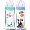 Dodie - Set di 2 biberon(2 unità - confezione da 1) anticoliche per iniziativa, 2 x 330 ml, tettarella rotonda, portata 3, senza BPA, +6 mesi, blu pompiere