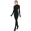 SUPRNOWA Women's Jumpsuit Bodycon Full Body Unitard Long Sleeve Bodysuit with Zipper Comfortable Spandex One-Piece Dance Costume (Medium, Black)