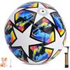 UOCAI Pallone calcio taglia 5 con pompa Set completo allenamento grafica Champions League Pallone PVC resistente outdoor per adulti con accessori inclusi