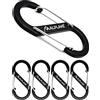 ALPLAKE Set di 4 moschettoni a forma di S, 88 x 40 mm, colore: Nero