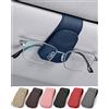 JEJA Porta Occhiali Auto, Pelle Clip per Biglietti da Visita Supporto per Occhiali Sole da Auto, Blu
