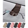 JEJA Porta Occhiali Auto, Pelle Clip per Biglietti da Visita Supporto per Occhiali Sole da Auto, Marrone
