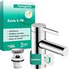 hansgrohe Zesis S - Rubinetto per lavabo con push-open, risparmio energetico (CoolStart), Miscelatore lavabo risparmio idrico (EcoSmart+) con altezza bocca 74 mm, cromo, 74715000
