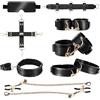 Jahuno Set di Sex Toys Donna Uomo Sex Toy BDSM Bondage Sexy Toys Giochi Erotitici Sexy per Coppie Adulti Giocattoli Sessuali con Manette Sexyshop nere, Collare, Cavigliera, Benda, Morsetto per Capezzoli