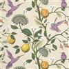 Decotalk Carta da Parati Camera da Letto Floreale 44.5X900cm Carta da Parati Fantasia Limone Foglie Verdi e Uccello Viola Pellicola Adesiva Decorazioni Parete per Soggiorno Cucina Bagno Impermeabile