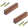 TopHomer 2 pezzi armadio in legno di noce, solidi tira con viti, distanza tra i fori 64 mm, maniglia per mobili in legno per armadio, cassetto