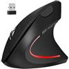 GADIRIA Mouse ergonomico verticale - Mouse wireless 800 a1600 dpi, a batterie, 2,4 GHz, micro ricevitore USB, illuminato, per computer, PC, laptop, desktop, laptop, Mac, nero