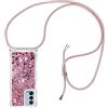 YMCASE HongMan Custodia con Cordino per OPPO A54 5G/A74 5G, Liquid Quicksand Cover con Collana Practical Stylish, Trasparente Silicone Glitter Liquido Antiscivolo Case per Cellulare Girocollo