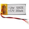 Liter energy battery Batteria 501535 LiPo 3.7V 250mAh 0.925Wh 1S 5C Liter Energy Battery per l'elettronica Ricaricabile Telefono Portatile Smartwatch Orologio GPS - Non adatto per Radiocomando 37x15x5mm (250mAh|501535)
