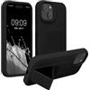 kwmobile 1x Custodia Compatibile con iPhone 15 - Cover Supporto Dita - Back Case per Smartphone - Protezione Gommata nero