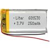 Liter energy battery Batteria 601530 LiPo 3.7V 250mAh 0.925Wh 1S 5C Liter Energy Battery per l'elettronica Ricaricabile Telefono Portatile Smartwatch Orologio GPS - Non adatto per Radiocomando 32x15x6mm (250mAh|601530)