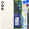 LUVSS Coperchio Copribatteria Scocca Vetro Posteriore Imposta per Samsung Galaxy S23 SM-S911B/DS (Bianco)
