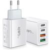 Acezeek 4 Port Caricabatterie Rapido(PD20W*2 + 3.1A*2), 40W Alimentatore USB C, 2-Pack Presa USB C Caricatore Multiplo, Fast Charger per iPhone Series, Galaxy S22/S20/S10, Note20/10,P40/P30