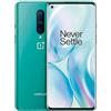 OnePlus 8 Smartphone 6.55" Fluid AMOLED Display 90Hz, 12 GB RAM + 256 GB Memoria, Fotocamera Tripla, Dual Sim, Alexa Hands-Free, 5G, Verde (Glacial Green)