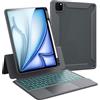 CHESONA Custodia protettiva per iPad Air 2024 con tastiera da 11, supporto posteriore robusto per iPad Air 5/4 con touchpad, supporto regolabile da 15 a 180°, tastiera QWERTZ iPad Pro 11, grigio