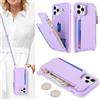 Sailortech Custodia per iPhone 11 Pro Max in Pelle Portafoglio con porta carte di credito, Cover per iPhone 11 Pro Max Cellulare Regolabile Collana con slot per carte di credito - Viola
