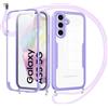 Jrkvniv Cover per Samsung Galaxy A35 5G con Cordino,360 Gradi Trasparente Custodiacon con Protezione Schermo Integrata,Bumper Rugged Custodia con Regolabile Tracolla Corda Collana per 6.6-Viola