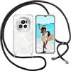 ISOI Cover con Cordino per Honor Magic 6 Pro, Custodia Trasparente con Collana Tracolla Laccio Collo Ultra Sottile Morbido TPU Silicone Antiurto AntiGraffio Antiscivolo Case, Nero
