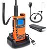 HYSHIKRA Quansheng UV-K5 (8) VHF UHF walkie talkie portatile FM NOAA UV-K6 Radio bidirezionale per esterni/magazzino e logistica/navigazione/produzione industriale (orange, con auricolare a tubo trasparente)