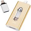 LIDOUYA Chiavetta USB per iphone 256GB, [MFi Certificata] Chiavetta Lightnning Backup Foto, 4 in 1 Memoria Esterna per iphone/Android/PC, USB 3.0, Plug & Play【Senza App】Oro