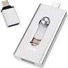 LIDOUYA Chiavetta USB per iphone 256GB, [MFi Certificata] Chiavetta Lightnning Backup Foto, 4 in 1 Memoria Esterna per iphone/Android/PC, USB 3.0, Plug & Play【Senza App】 Argento