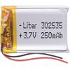 Liter energy battery Batteria 302535 LiPo 3.7V 250mAh 0.925Wh 1S 5C Liter Energy Battery per l'elettronica Ricaricabile Telefono Portatile Smartwatch Orologio GPS - Non adatto per Radiocomando 37x25x4mm (250mAh|302535)