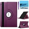 R.SHENGTE Custodia per Huawei MediaPad T3 10 Tablet 9.6 inch (AGS-W09 AGS-L09 AGS-L03) - Rotazione di 360 gradi Custodia protettiva completa per supporto,Con Penna Stilo, Pellicola Per Schermo (Purple)