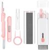 FAWAJON Set di pulizia per tastiera 7 in 1, tutto in un telefono cellulare, laptop, cuffie per AirPods 1/2/3/4/Pro 2/3, telefoni cellulari, fotocamera, iPad, tastiera, auricolari rosa e bianco