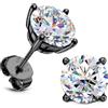 SLLAISS Orecchini Uomo Moissanite Argento 925 Diamante Orecchino Punto Luce Uomo Oro Bianco 18k Ipoallergenici Piccoli per Donna Orecchini Argento Sterling 925 Brillante Solitario 7.5 mm, Nero