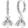 Hapour S925 - Orecchini pendenti in argento Sterling con ciondolo a forma di farfalla, a forma di libellula, con zirconi, Argento sterling