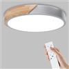 Yexati Plafoniera a LED con Temperatura di colore Regolabile,32W 3000K/4000K/6000K 3200LM, IP54, Plafoniera Led Soffitto Moderna in Legno Con telecomando,Adatto a Soggiorno,Camera da letto