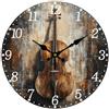 CHGCRAFT Orologio da parete Strumenti musicali Cello Orologio non ticchettante decorativo rotondo da 30 cm per la decorazione dell'ufficio, stile retrò