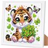 Arttoplus Diamond Painting per bambini e bambine con cornice, tigre, Diamond Painting per bambini a partire dai 4 5 6 8 10 anni, con tigre, set di pittura con diamanti 5D, per regalo e decorazione per