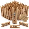MIJOMA Mini mollette in legno per il fai da te decorazione da tavolo compleanno dei bambini mollette regalo per sacchetti regalo biglietti regalo mini mollette decorative per foto foto (35 mm 36 pezzi)