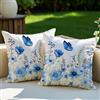 Vorysum Fodera Cuscino 45x45 cm Set di 2 Fiori Blu - Copri Cuscini Decorativi Impermeabili per Giardino, Casa