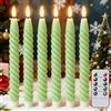 Eldnacele Candele a LED tremolanti con telecomando e funzione timer, alimentate a batteria, in vera cera, per Natale, decorazione della casa (2 x 25 cm, verde)