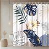 Uiiooazy Tenda Doccia Antimuffa, Tenda da Doccia 180x200cm Boho Style Tropicale Blu Navy Foglie di Palma Giungla Tende da Bagno Tessuto Lavabile Impermeabile Tende per Vasca da Bagno con 12 Anelli