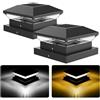 NATPOW Luce Solare Pilastro, 2 Pezzi 3000K/6000K Solare Pilastro Giardino, Auto ON/OFF Solari Esterno Giardino, IP65 Impermeabile per Patio Recinzione Pali