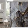 Hnmdmyi Tenda da doccia Marmo 180x200, Nero e Grigio Glitter Tende da doccia Oro Crepa Astratto Arte Moderna di Lusso Decorativo Tenda da bagno Tessuto Impermeabile Tenda da bagno lavabile con Gancio