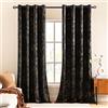 MIULEE Tende in Velluto per Camera da Letto per Interni Tende per Finestre Stampate d'Oro per Soggiorno Salotto Letto Matrimoniale Decorzioni con Anelli 2 Pannelli 140X280 cm Nero