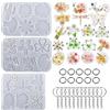 Attuslla 3 stampi per ciondoli in resina di silicone, kit per la creazione di orecchini, stampi in silicone con portachiavi, anelli aperti per ciondoli, portachiavi